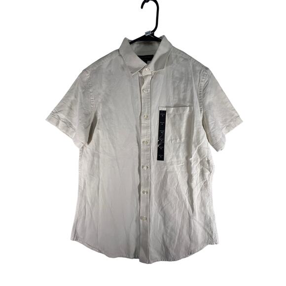 NWT Banana Republic Linen Beige Shirt Slim Fit S/S Casual Preppy Shirt Size: M - Picture 1 of 7